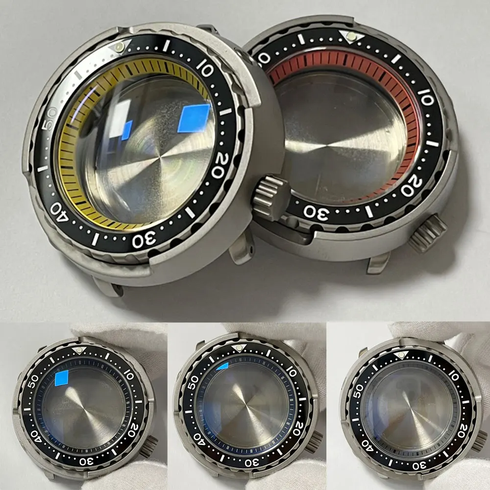 

47mm For NH35A/NH36A Diver Watch Case Titanium Sapphire Glass Anti Reflective Black/Blue/Orange/Yellow Chapter Ring 20BAR