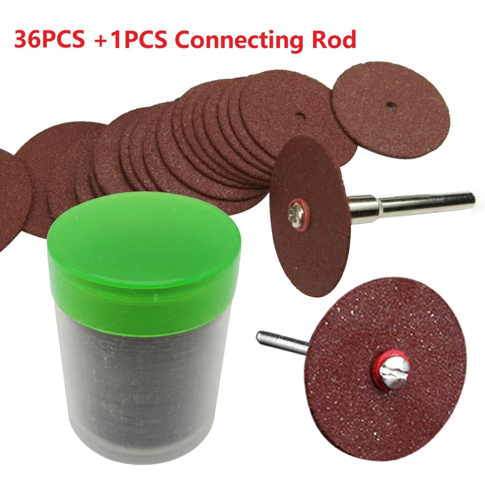 36Pcs 24mm Cutting Disc Circular Saw Blade Grinding Wheel  +1pcs Connecting Roddurable  For Cutting Metal/plastic/fiber/wood