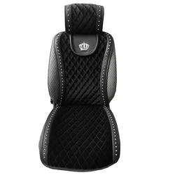 Winter Plush Car Seat Cover Diamond Crown Rivets Auto Seat Cushion Interior Accessories Universal Front Seats Covers Car Styling