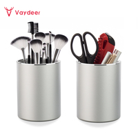 Metal Pencil and Pen Holder Vaydeer Round Aluminum Desktop Organizer and Cup Storage Box