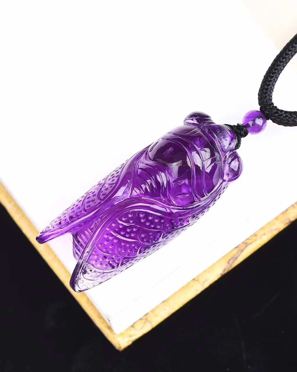 Natural Purple Amethyst Quartz Cicada Pendant Women Men Amethyst Necklace 37*17*16mm Jewelry Genuine AAAAA