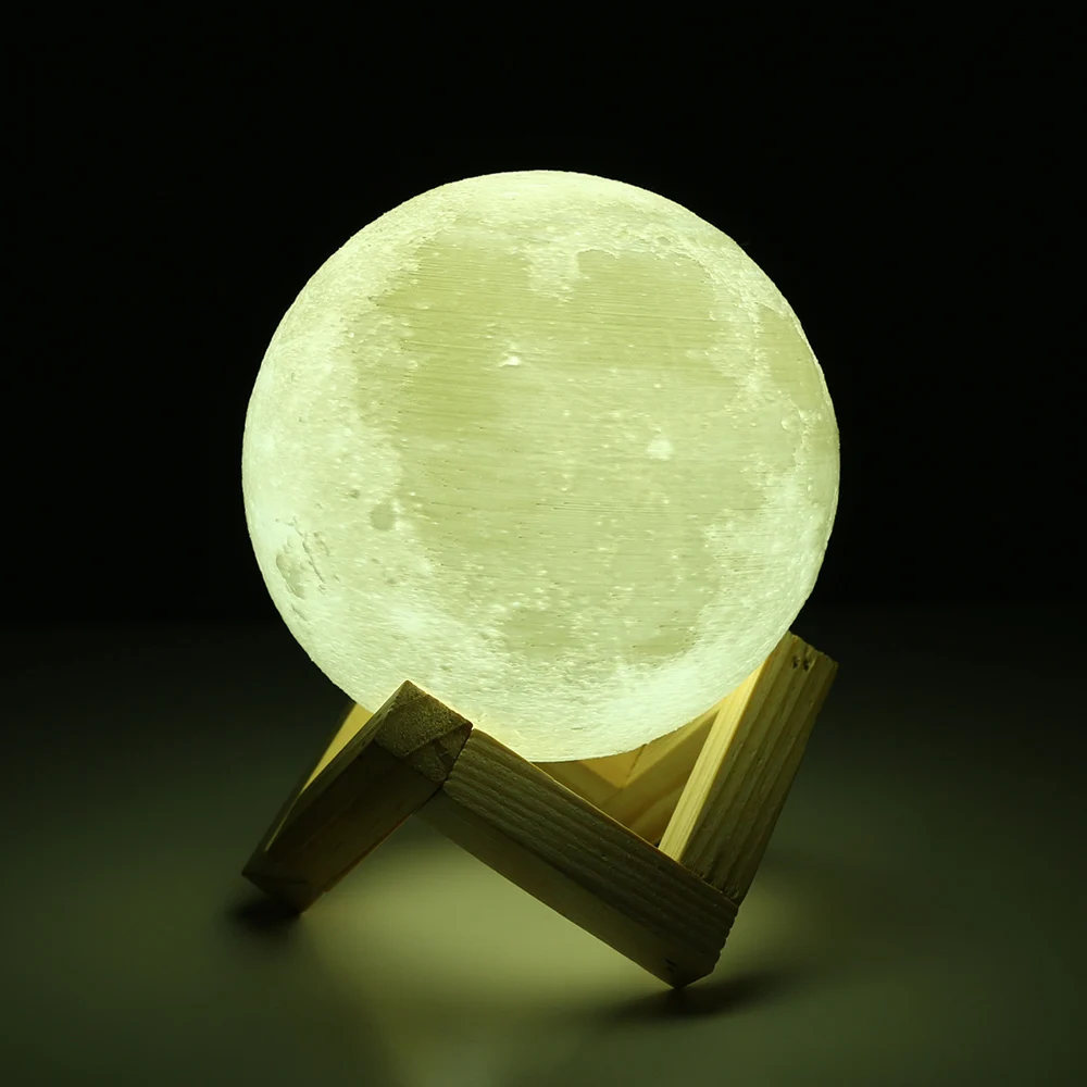 3D Print Rechargeable Moon Lamp LED Night Light Creative Touch Switch Moon Light For Bedroom Decoration Birthday Gift