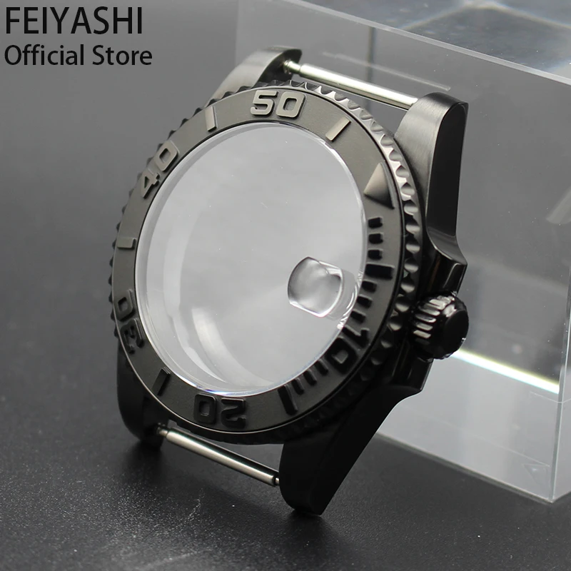 40mm Black Case Men's Watch Parts Stainless Steel Sapphire Crystal Glass For nh35 nh36 eta 2824 miyota 8215 Movement 28.5mm Dial