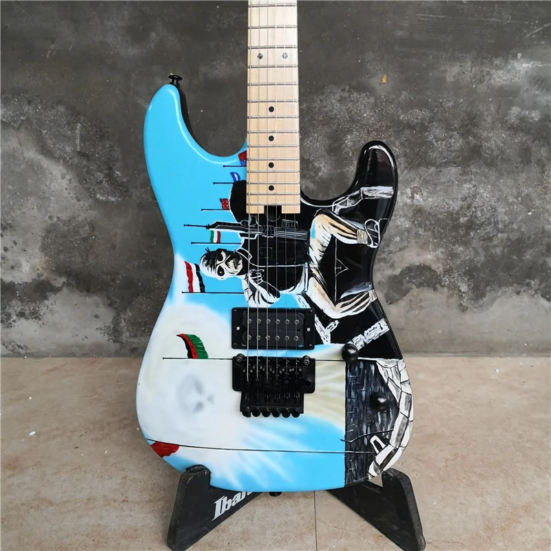 Electric Guitar with Handmade Painting, Color Can Be Customized, ET to Your Requirements, 6 Strings