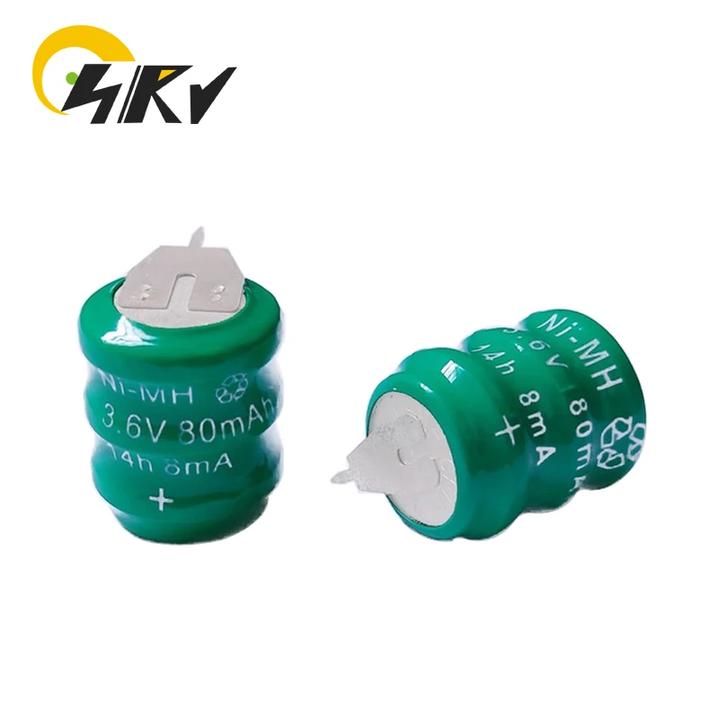 2PCS 3.6V 80mAh Ni-MH Rechargeable Battery For PLC of Doorbell PLC Mainboard Battery Doorbell Battery With 2 Nickel Plates