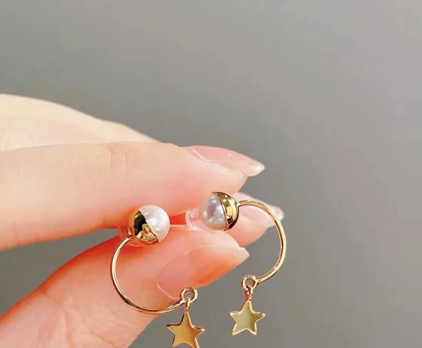 

Star Shape 925 Sterling Silver Earrings Findings Mountings Settings Jewelry Parts Fittings for Agate Beads Crystal 3 Pairs/Lot
