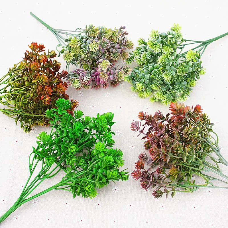 28 heads Succulents Artificial Plants Fall Fake Leaves Plastic Succulent Plants Lotus Grass for Garden Wedding Decoration