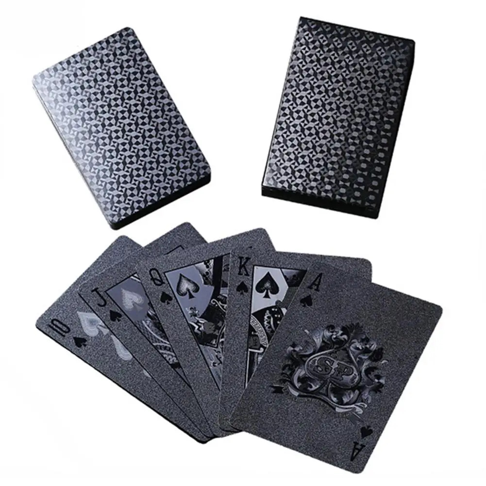 Black Matte Plastic Poker Cards PET Waterproof Playing Cards Ollection Black Diamond Poker Cards For Table Games