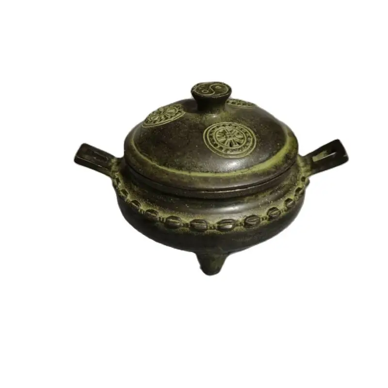 

Old Chinese Bronze Censer Hand-Carved Eight Trigrams Incense Burner Mascot W Xuande Statue Decoration Collection Ornaments