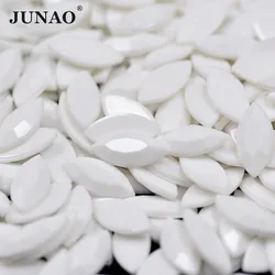 JUNAO 4*8mm 7*15mm White Horse Eye Rhinestones Flat Back Crystal Stone Appliques Non Hotfix Scrapbook Strass for DIY Jewelry