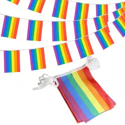 20Fts 14x21cm 20 pcs Gay Pride String Flag Rainbow Bunting