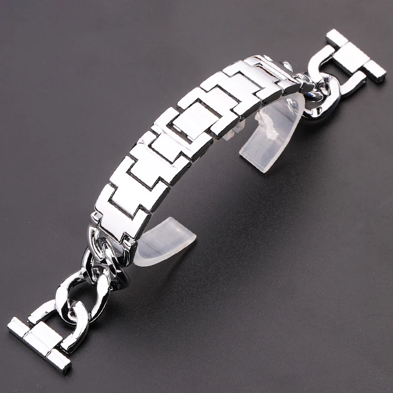 Stainless Steel Watch Bracelet 20mm 22mm Silver Polished Metal Watchbands Women Men Strap Accessories