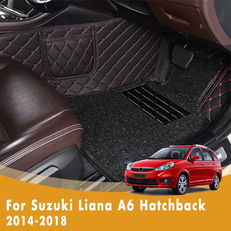 

RHD Custom Car Floor Mats For Suzuki Liana A6 Hatchback 2018 2017 2015 2014 Double Layer Wire Loop Foot Pedal Car Styling Carpet