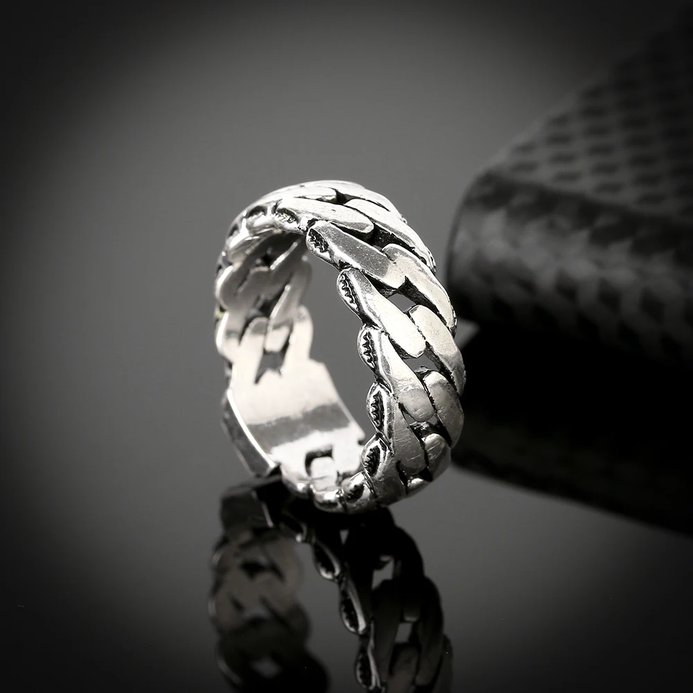 2020 Hot Sale Delicate Finger Ring Ancient Silver color Punk Style Buddha Ring Snake Chain Ring for Cool Men Drop Shipping