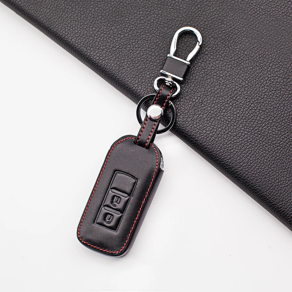 2020 Fashion Leather Key Case For Mitsubishi L200 ASX Outlander Eclipse Cross Pajero Sport Lancer 2 Buttons Remote key Fob Cover