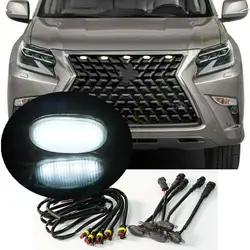 5PCS Fit For Lexus GX460 2020-2021 LED Car Front bumper Grille LED White Light Raptor Style Light Kit Decor W/ Wire Speed