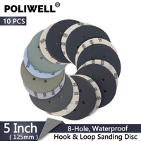 10Pcs 5 Inch 125mm 8 Holes Sanding Discs 60~10000 Grit Silicon Carbide Hook and Loop Wet Dry Round Sandpaper Car Abrasive Tools