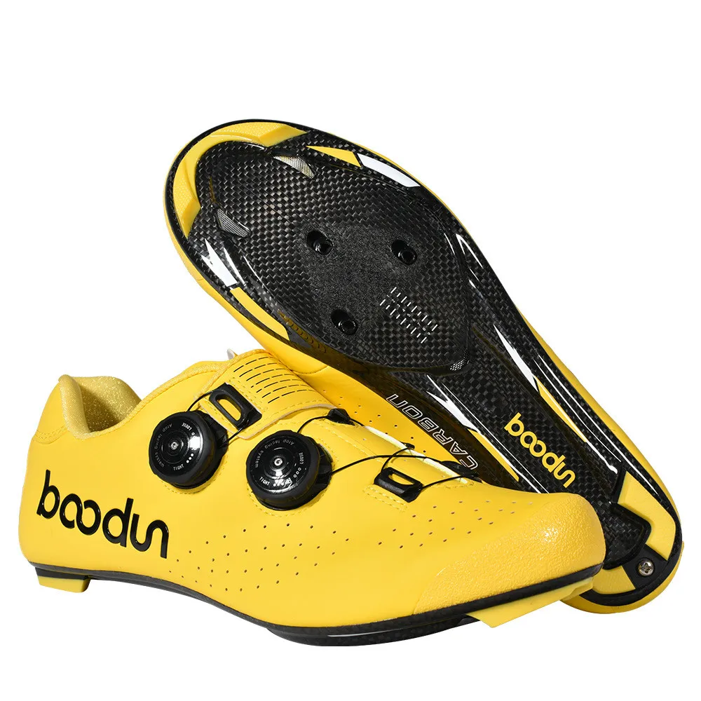 BOODUN New Road Cycling Shoes Carbon Fiber Self-Locking Ultralight Breathable Wear Non-slip professional Bicycle Racing Shoes