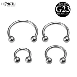 HONGTU 1PC G23 Titanium Horseshoe Septum Piercing Nose Lip Ring Ear Bar 6-12mm BCR Circular Barbell Body Piercing jewelry