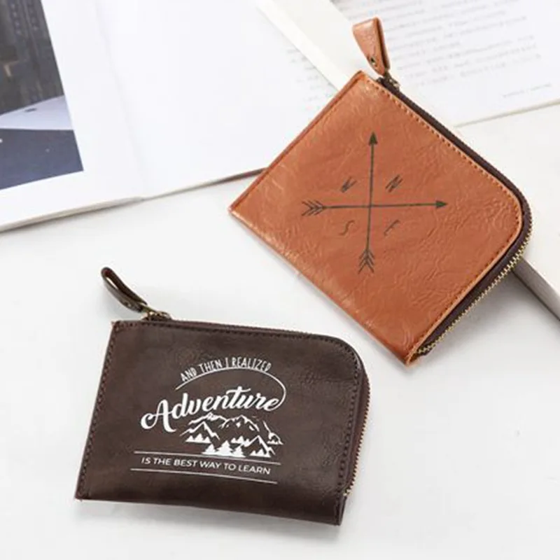 2020 Retro Men Mini Wallet Ladies Zipper Coin Purse Multifunctional Small High Grade Coin Credit Card Key Ring Wallet