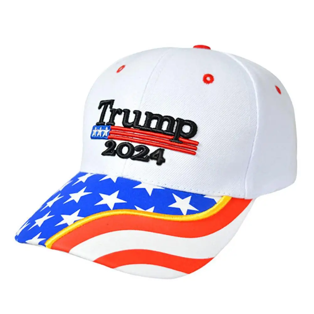 Man\'s Caps Donald Trump 2024 Hat Trump Baseball Cap with Embroidered Flags of America Adjustable Size for Office All Seasons