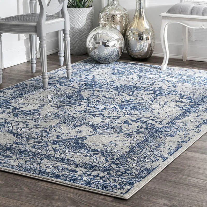 Vintage Blue Livingroom Carpet Turkey Large Rug Coffee Dining Table Floor Mat American Retro Bedroom Carpets Persian Rugs Carpet