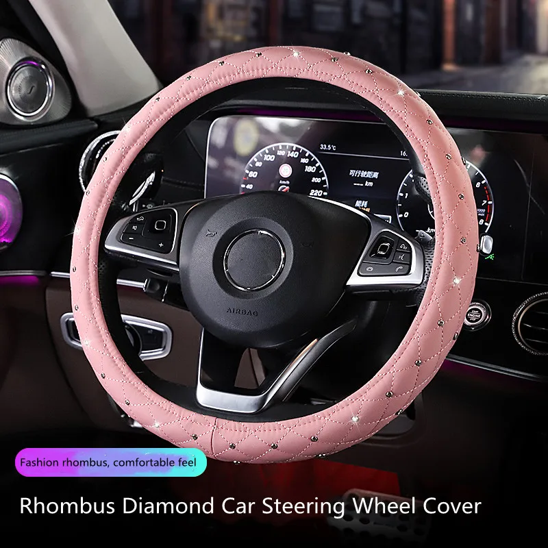 

New Diamond Bowknot Houndstooth Simple Fashion Four Seasons Universal Car Interior Steering Wheel Cover Ornament