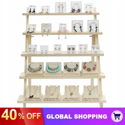 2 Layer Wooden Ear Stud Holder Earring Stand Display Rack Luxury Jewelry Stand Display Holder Rack Tower Ear Card Display Stand