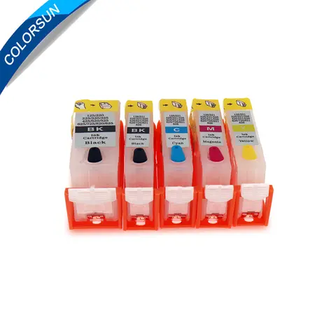 Colorsun 5pcs PGI-220 CLI-221 Refillable Ink Cartridges For Canon Pixma MP620 MP640 MX860 MX870 Printer Cartridge with ARC chips