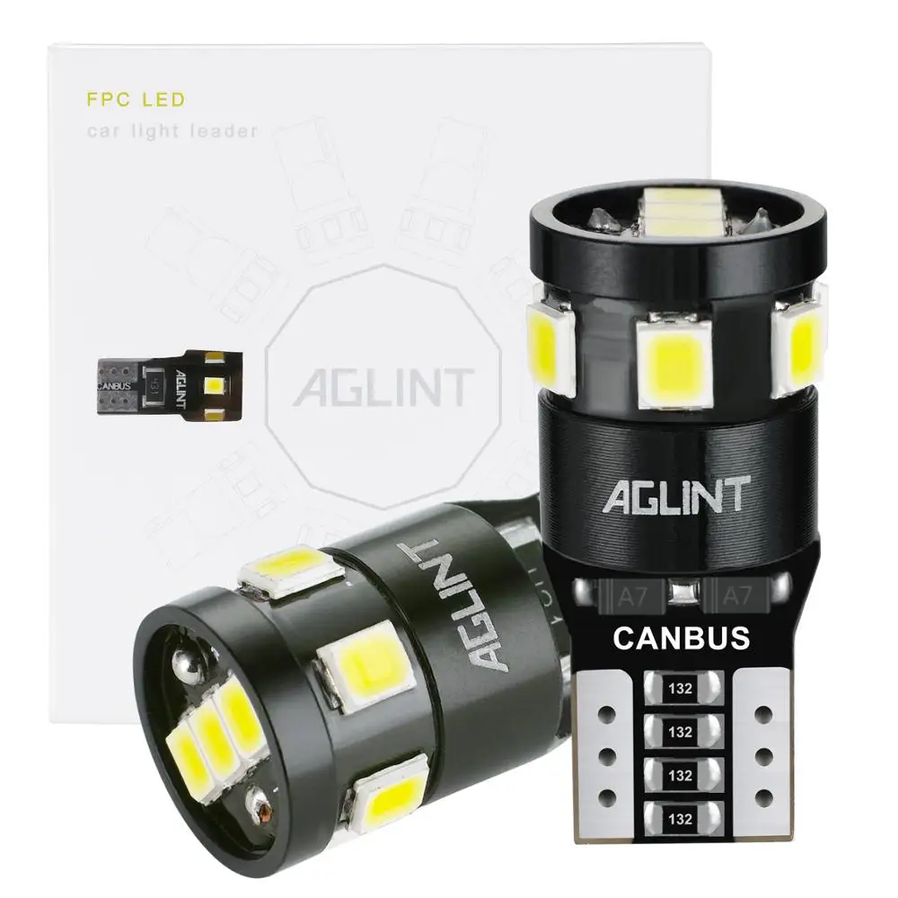 

AGLINT 10 шт. LED CANBUS без ошибок W5W 9SMD лампы для интерьера автомобиля Чтение купольный багажник T10 194 168 светодиодный авто светильник ксенон белый 12 В