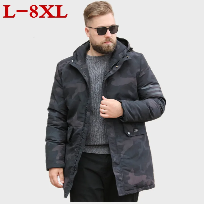 

7XL 8XL plus 6XL size Brand new Cotton Padded hooded Men thick hoodies Parka male Quilted winter Jacket coat