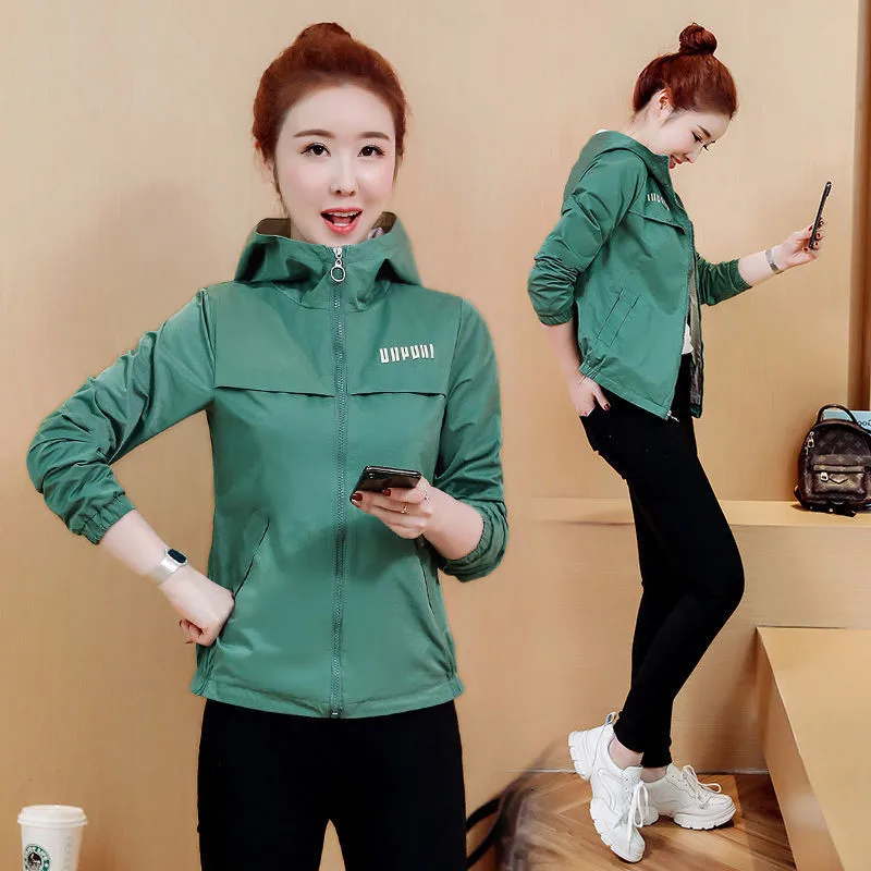 2024 New Spring Autumn Women Coat Long Sleeve Windbreaker Female Causal Zipper Hooded Women\'s Jackets Coats Outwear