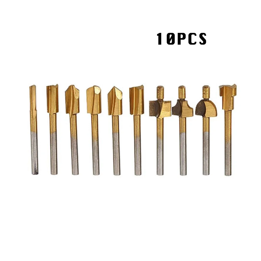 HSS Router Bits Wood Cutter Milling Fits Dremel Rotary Tool Set 1/8" 3mm Shank Carpentry Router Bits Grinding Polishing Head