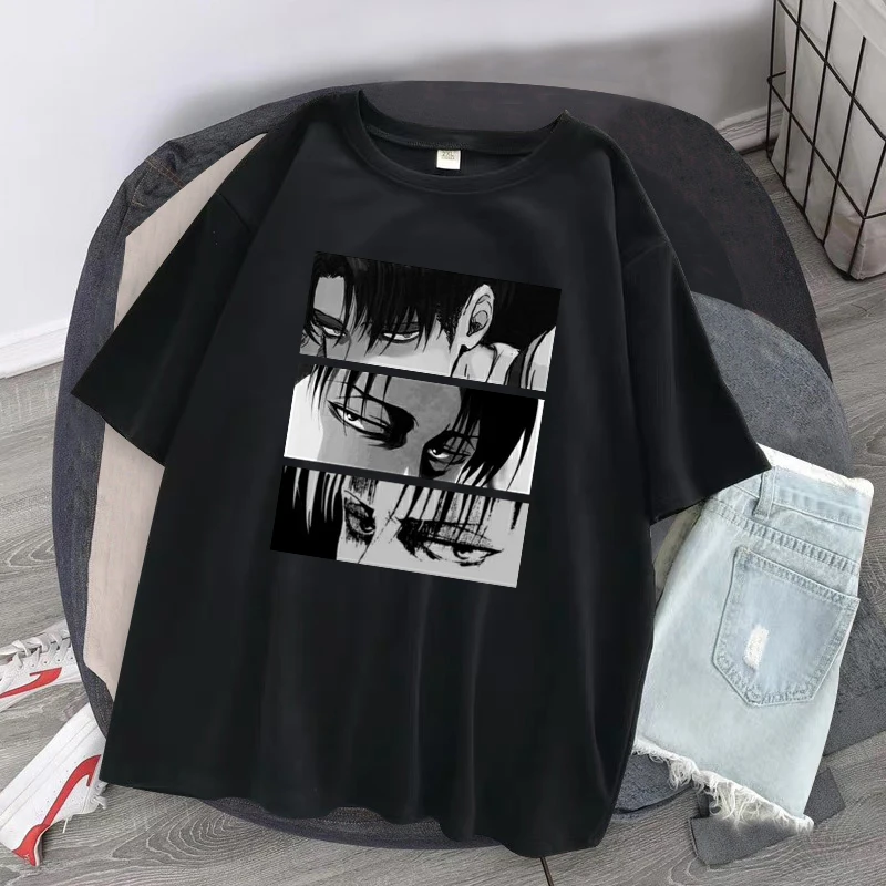 Anime Attack On Titan Printed T Shirt Cartoon Levi Ackerman Harajuku Unisex Short Sleeve Tops Tees Casual Tshirt Women T-shirt