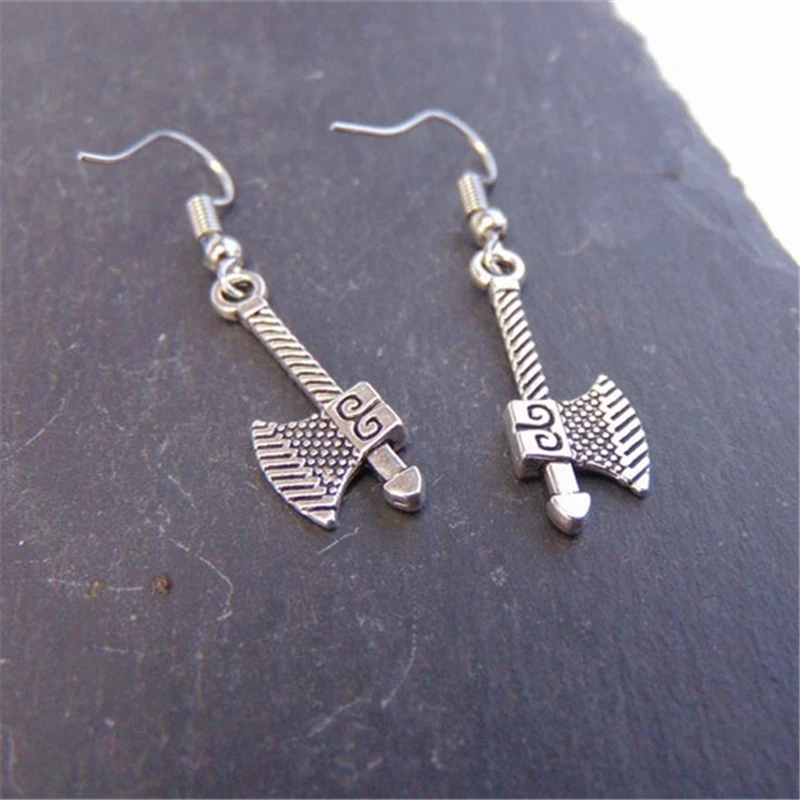 Viking Axe Earrings, Ornate Dane Battle Axe Charms, Viking Pendants,  Wire Hooks, Steel Men's Jewellery / Unisex