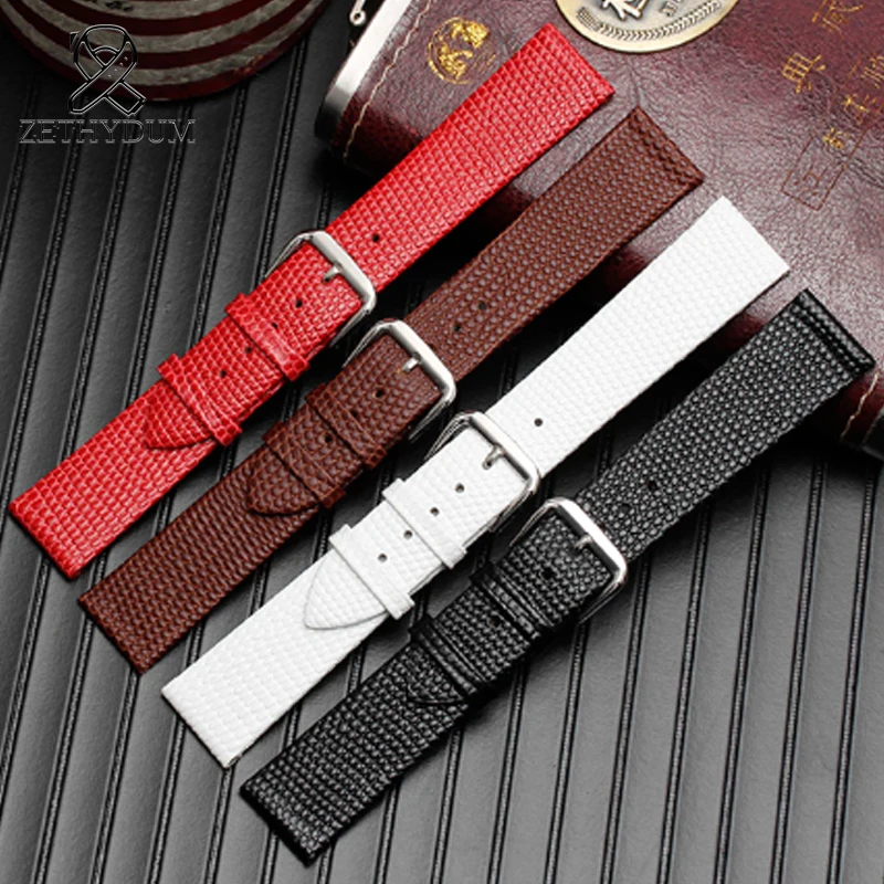 10 12 14 16 20mm Lizard pattern Simplicity Fashion women\'s leather strap 18mm for AR11067 red white handmade leather watch strap