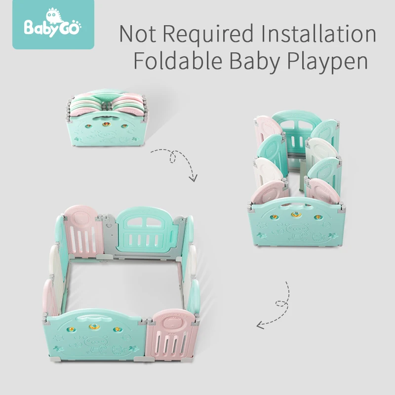 BabyGo Foldable Baby Safety Playpen Indoor Outdoor Children Activity Center Toddler Crawl Play Yard Kids Baby Fence Playground