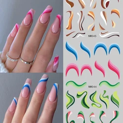 12 wzory kolory fala linia kwiat paznokci woda naklejki Swirl wstążka Silder na paznokcie sztuka transferu naklejki Nailswag suwak naklejki