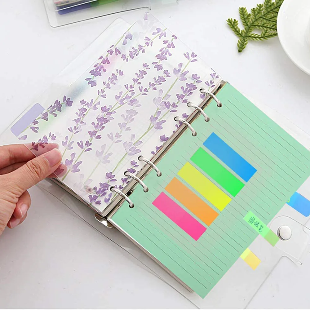 A6 Notebook Set 50 Blätter 6 Löcher Lose-Blatt Gefüttert Refill Papier 6 PCS PVC Bindemittel Index Teiler Herrscher und Hinweis Flaggen Index Tabs