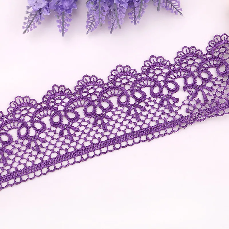 Colourful Hollow Embroidered Lace Trim Ribbons Fabric Trim DIY Sewing Handmade Craft Materials Clothes Accessories