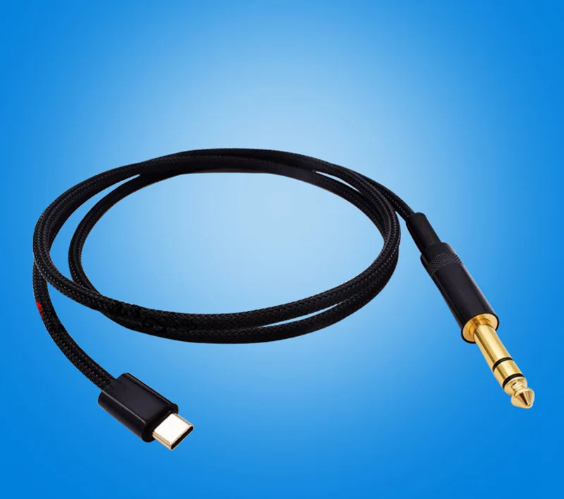 Cable de Audio HIFI tipo C USB C a TRS 6,5mm, Cable individual de cobre y cristal 6,35mm 6,5 macho a macho para teléfono y altavoz
