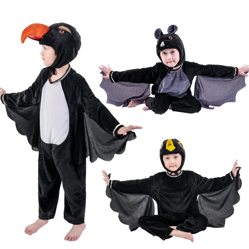 Kids Children Adult Halloween Animal Costumes Bird Chicken Rooster Bat Eagle Pigeon Jumpsuit Stage Show Carnival Party Costume