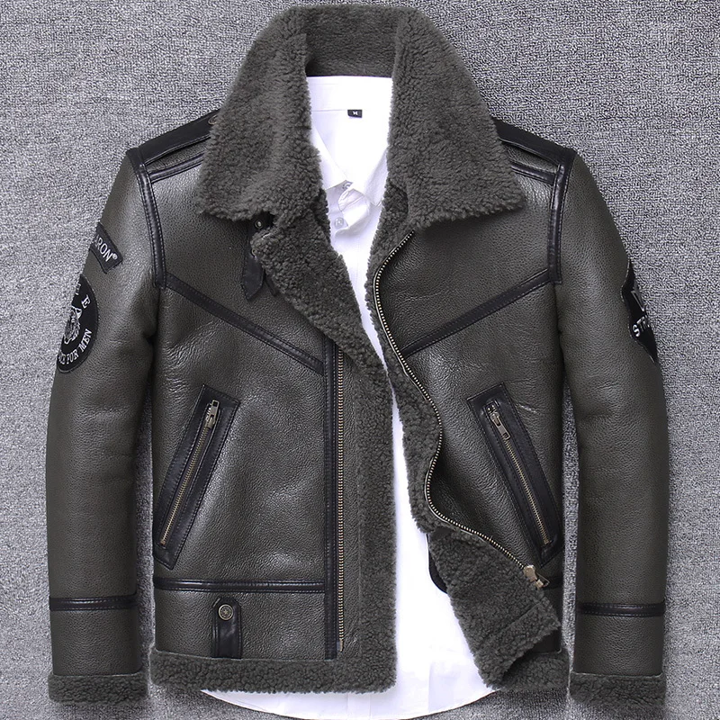 

Real Fur Coat Men Winter Coats Clothes 2020 Streetwear Moto Biker Sheep Shearling Jacket Man Real Leather Coat Hiver 801L