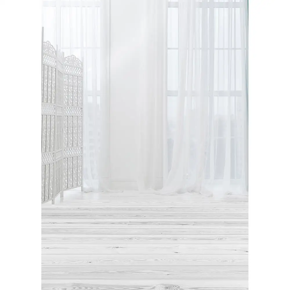 Photo Backdrop White Curtain Screen Wooden Floor Custom Background for Baby Children Portrait Toy Photophone Photography Props