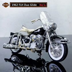 Maisto NEW 1:18 HARLEY-DAVIDSON 1962 FLH Duo Glide Alloy Diecast Motorcycle Model Workable Toy For Children Gifts Toy Collection