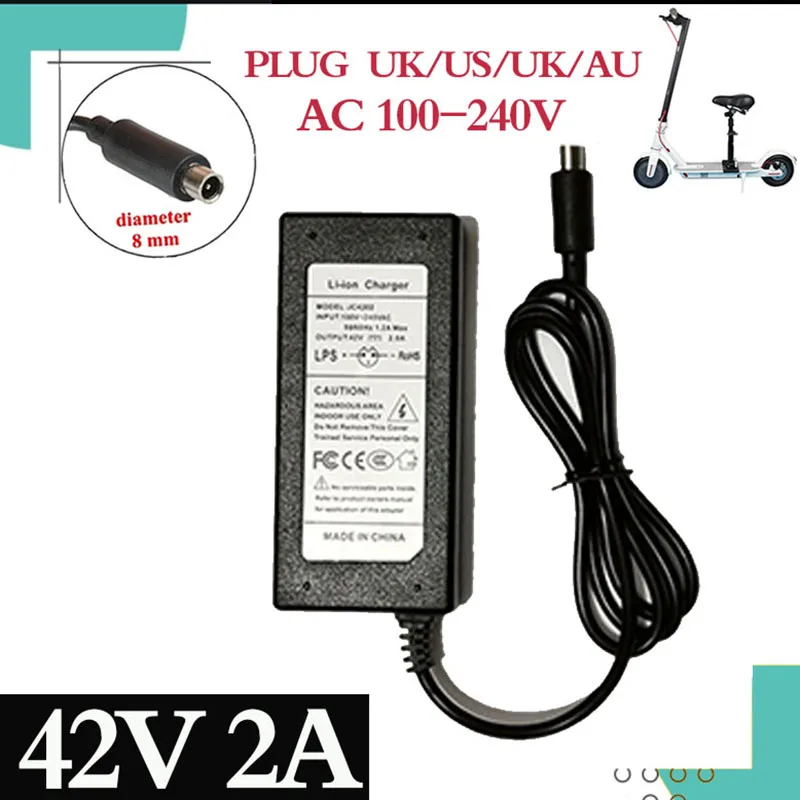 42V 2A charger for 36v 10S 18650 battery pack with RCA8MM Connector