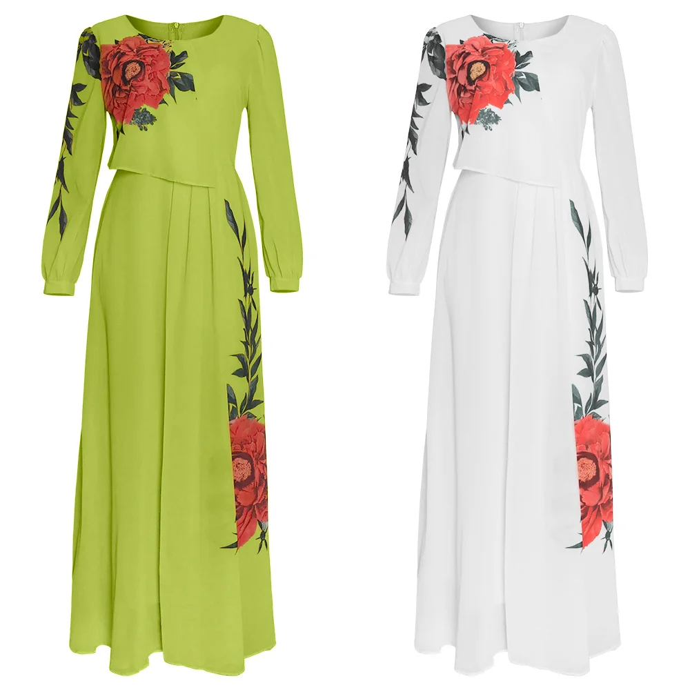 Robe d'été en mousseline de soie pour femmes, tenue Maxi à manches longues, Abaya Ankara Dashiki, vêtements élégants pour dames, 2021