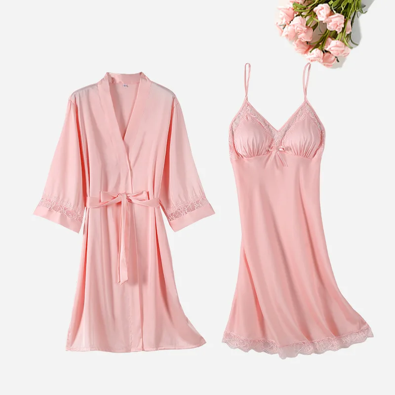 White Bride Bridesmaid Wedding Robe Set Women Sleepwear Nightgown Summer Kimono Gown Sexy Sleep Set Nightdress  Loose Homewear