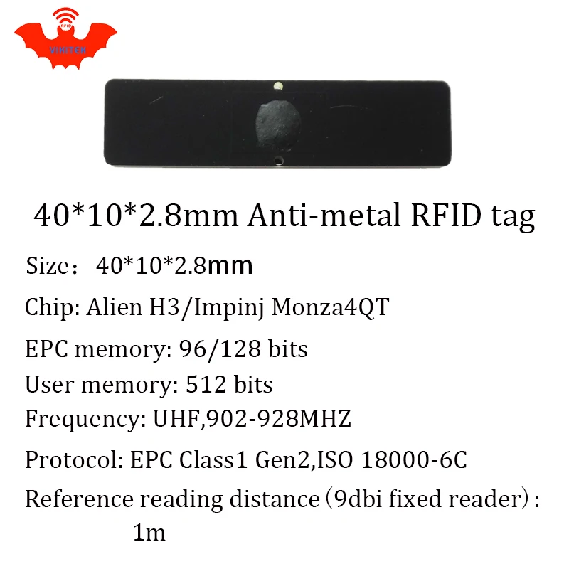 Tag UHF RFID odporny na metal 915 MHz 868 MHz Alien Higgs3 EPCC1G2 6C 40*10*2.8mm do identyfikacji zasobów IT, mały prostokątny tag RFID pasywny na płytce drukowanej (PCB), inteligentna karta RFID.