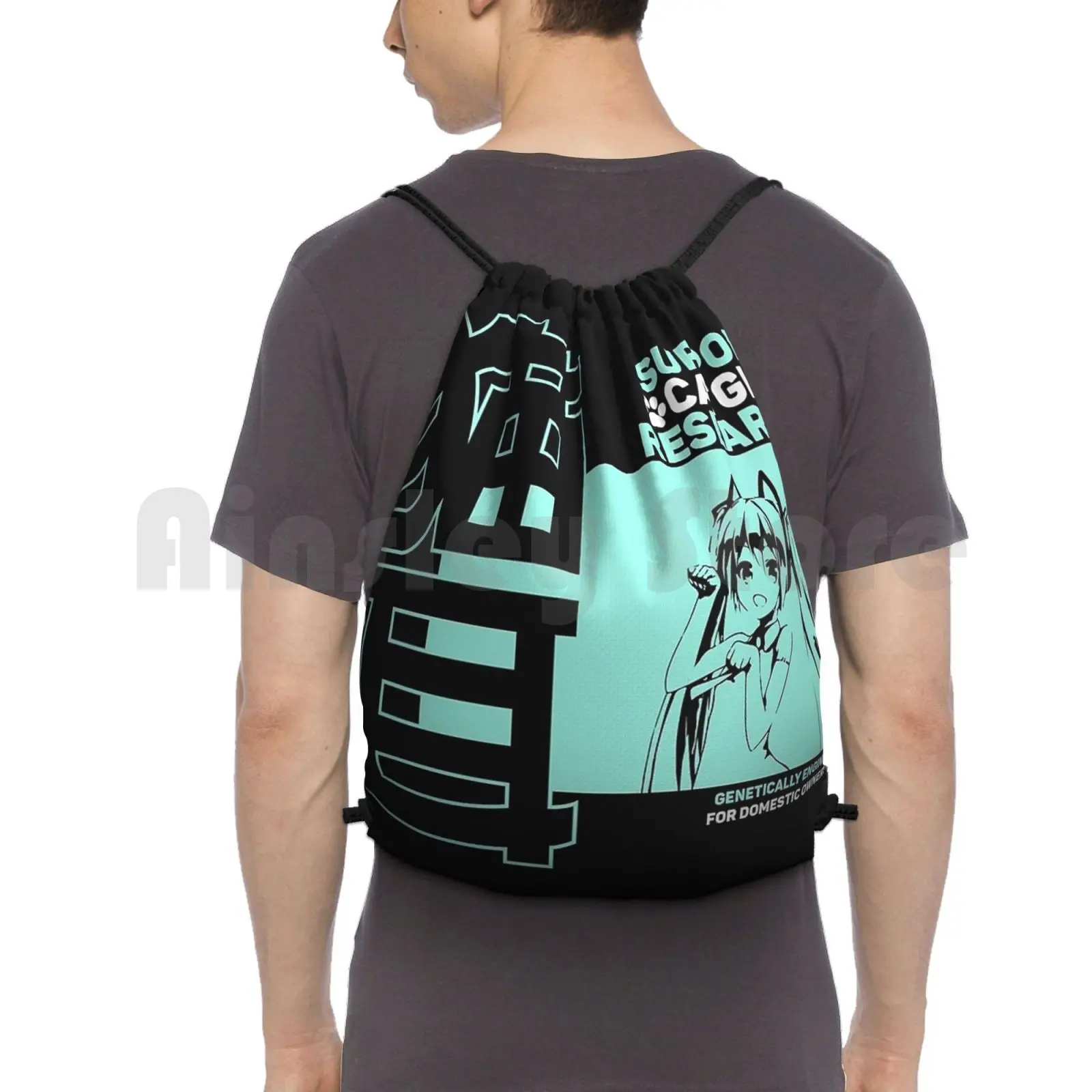 

Catgirl Backpack Drawstring Bags Gym Bag Waterproof Miku Hatsune Anime Catgirl Support Research Elon Musk Girl Arhmm